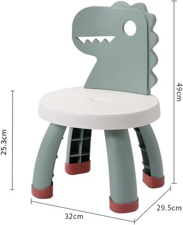 Дитячий стільчик Balama з пластику, дизайн динозавра, зелений, висота сидіння 25,3 см, для використання в приміщенні та на вулиці, без BPA, міцний та легкий