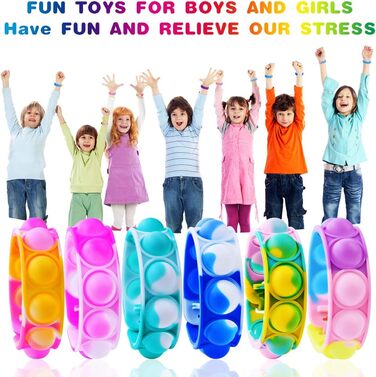 Браслет Ainiv Pop, 8 шт. Pop Push It, іграшка-браслет Pop Bubble Fidget, дитячий набір браслетів, набір іграшок Fidget, простий бр