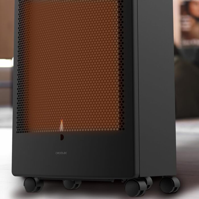 Каталітична газова плита Cecotec ReadyWarm 5300, потужність 3000 Вт у 2 етапах, рівномірний розподіл тепла, потрійна система безпеки, сумісна з газовими балонами місткістю 13 кг, ручки та 4 колеса