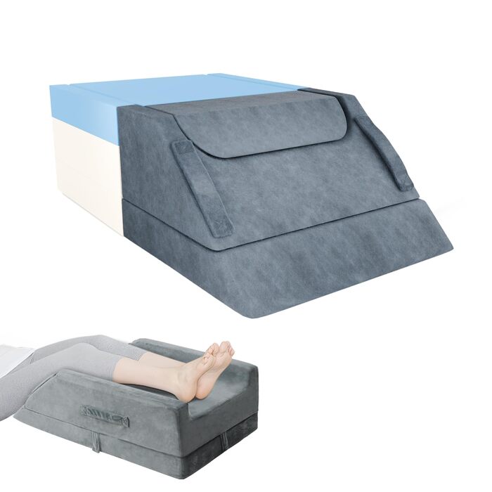 Регульована по висоті подушка для підняття ніг - Ергономічна подушка для підняття ніг - Подушка для колін, подушка для ніг, для лімфодренажу, відпочинку, полегшення стану ніг при варикозному розширенні вен та ішіасі