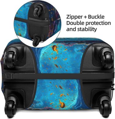 Чохол для валізи Морський світ, захисний еластичний чохол від подряпин та пилу для багажу, чорний, розмір 85