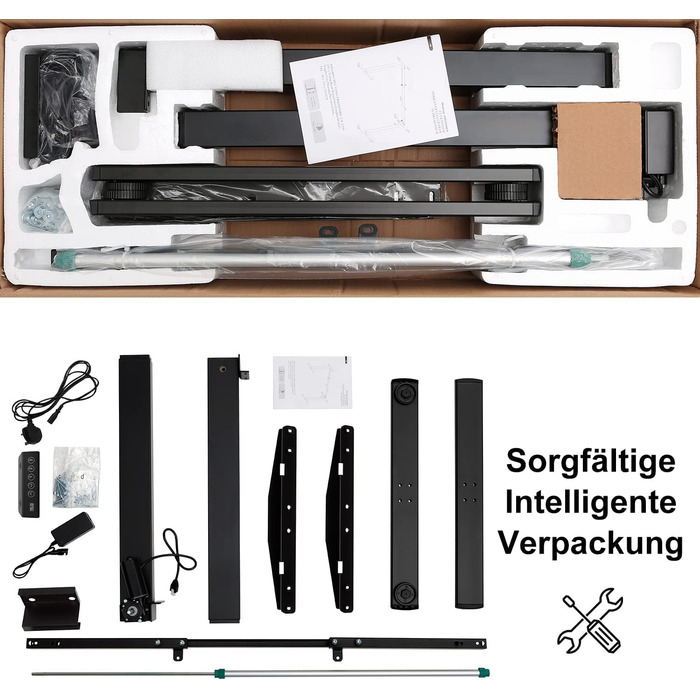 Стіл Flamaker з регулюванням висоти, електрична рама столу, 2-рівневе телескопічне регулювання висоти з пам&39яттю (чорний)