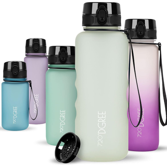 Пляшка для води 720DGREE 1л Sport 'uberBottle softTouch Sieb - Без BPA - Пляшка для води для універі, роботи, фітнесу, велосипеда, активного відпочинку, роботи - спортивна пляшка з тритану - легка, ударостійка, багаторазова (1500 мл, шампанське - кремово-