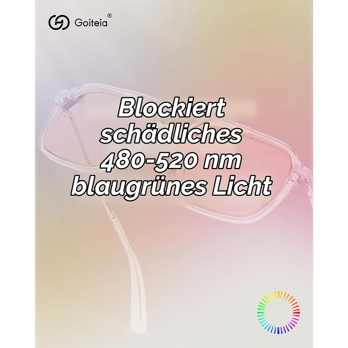 Окуляри від мігрені Goiteia FL-Rose захист від світлочутливості, флуоресцентного LED-освітлення та відблисків екрана (фотохромні), з гнучкими дужками для комфорту в приміщенні та на вулиці