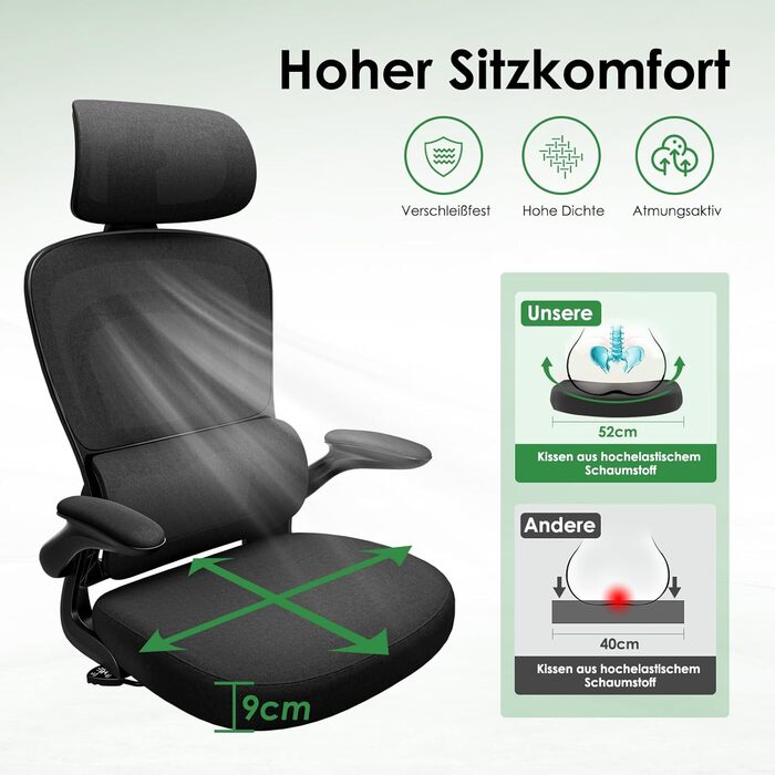 Ергономічне офісне крісло Farini, комп&39ютерне крісло з колесами, письмове крісло для комфортного домашнього офісу, крісло керівника з регульованою висотою та підголівником, чисто чорне