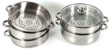 Пароварка з нержавіючої сталі, 5-шарова каструля зі скляною кришкою - ідеально підходить для здорового приготування овочів і карто