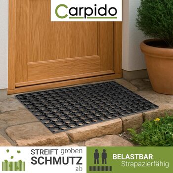 Чорний гумовий килимок для дверей - нековзний килимок для дверей 60x80 см - міцний килимок для дверей - вуличний гумовий килимок для дверей - килимок для вловлювання бруду 60 x 80 см (прямокутний)