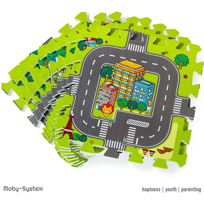 Килимок-головоломка Moby-System для немовлят, 90 см x 90 см x 1 см, ігровий килимок, без запаху, килимок-головоломка великий, килимок-головоломка для хлопчиків і дівчаток, ігровий килимок без забруднюючих речовин, килимок для повзання без запаху (дорожній