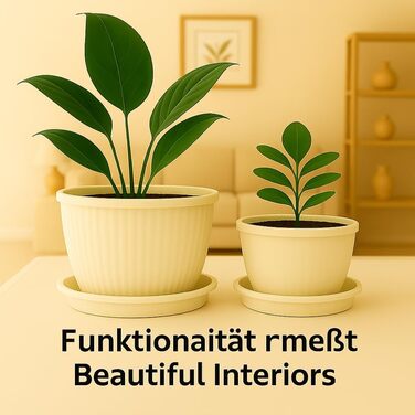 Набір із 5 блюдець для квіткових горщиків для дому та саду, пластикові, блюдця для рослин для використання в приміщенні та на вулиці, блюдця для рослинних горщиків, різні розміри та кольори (бежевий, 32 см зовнішній / 25 см внутрішній) 32 см бежевий