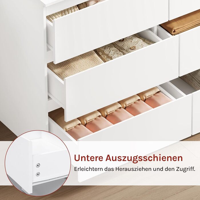 Комод WOLTU з 6 шухлядами, сучасний комод для вітальні, спальні або коридору, виготовлений з інженерної деревини, 100x69x36 см, білий, KMD007ws