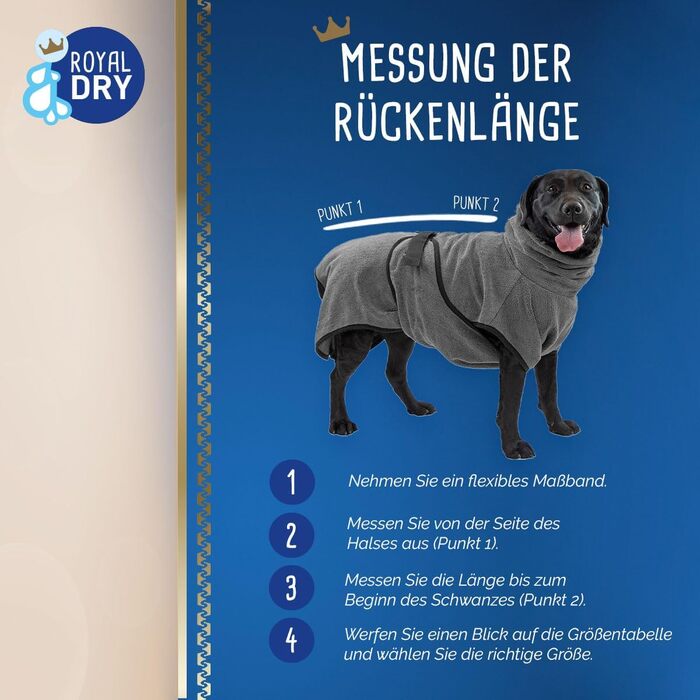 Халат для собак розміру S - Довжина по спинці 37-45 см - Рушник для собак - Мікрофібра - Халат для собак маленьких собак - Швидковисихаючого кольору з застібкою на липучці - Сірий