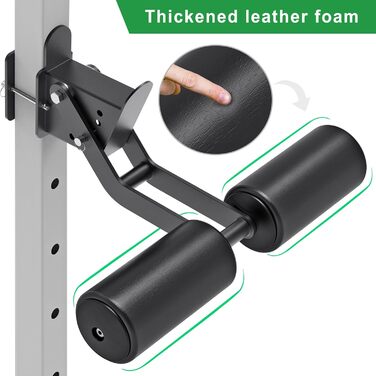 Стійка для присідань з розгинанням ніг SELEWARE для силової стійки 2x2 або 3x3 з отвором 5/8&quot або 1&quot Регульована насадка для тренажера великогомілкових м&39язів живота зі шкіряною поверхнею для тренувань у домашньому спортзалі для стійки 3x3 з отв