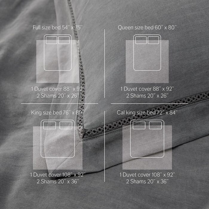 Комплект підковдри Double Stitch by Bedsure Linen Tencel Lyocell, м'який підодіяльник, двоспальний, стійкий, вологонепроникний, ох