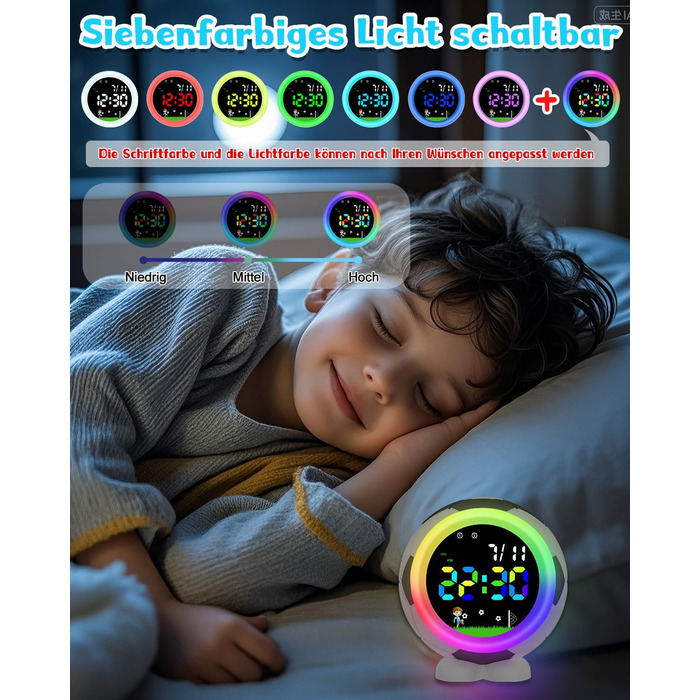 Дитячий будильник Juboos на батарейках, кварцовий будильник без цокання, з функцією повтору та нічним світлом, навчальний будильник для хлопчиків та дівчаток