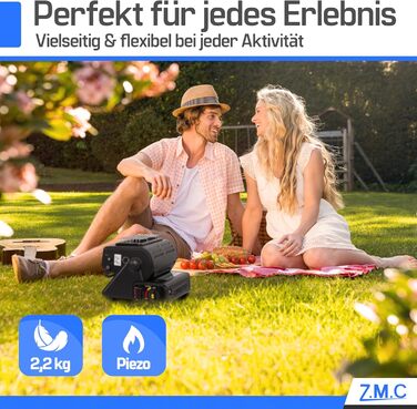 Портативний керамічний газовий обігрівач та плита ZMC 2-в-1 1,3 кВт, з підключенням для зрідженого газу 20 газових картриджів, кемпінгова плита з п&39єзорозпалом, кемпінговий обігрівач, газовий обігрівач для використання на вулиці, в наметах, на терасах, 