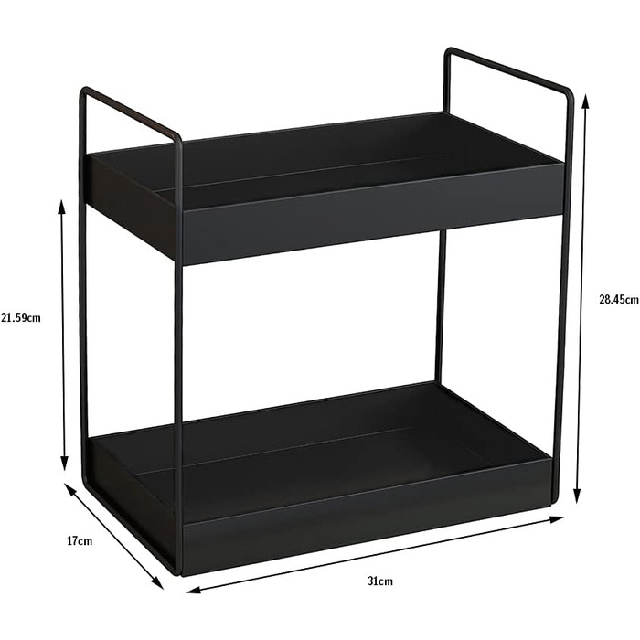 Рівнева кухонна полиця для спецій, полиця для душу, стільниця для ванної кімнати під шафою, органайзер, лоток для туалетного столика, зберігання косметики та макіяжу, чорний колір, 2-