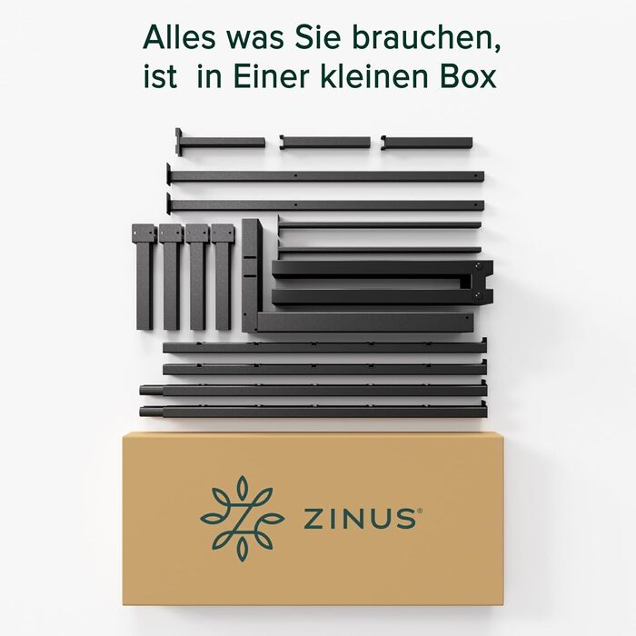 Каркас ліжка Zinus Elias 140x200 см - Металеве ліжко 140x200 з металевою рейковою основою - Платформа заввишки 36 см з простором під нею - Не потрібна пружинна основа - Легке складання - Чорний