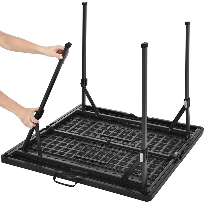 Складаний стіл Storeo Basics, квадратний, з ручкою для перенесення, для використання в приміщенні та на вулиці, портативний, легкий, дорожній стіл, для пікніка, кемпінгу, чорний, 86,1 x 86,1 x 73,9 см