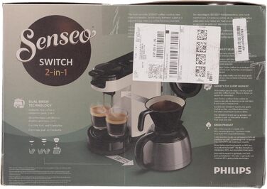 Кавоварка Philips Senseo Switch з фільтром і капсулами, технологія приготування 2-в-1, ємність для води 1 л, 7 чашок за один раз,