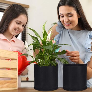 Мішки для рослин Zubebe на 60 предметів, садові мішки на вагу, вентильовані горщики для вирощування, міцні горщики для рослин з потовщеної нетканої тканини, чорні контейнери для картоплі, помідорів, овочів, квітів, фруктів (5 галонів)