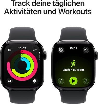 Розумний годинник Apple Watch Series 11 GPS 42 мм із алюмінієвим корпусом Diamond Black та чорним спортивним ремінцем (S/M). Оцінка сну, фітнес-трекер, відстеження здоров&39я, завжди ввімкнений дисплей, водонепроникність. Корпус S/M 42 мм, діамантовий чор