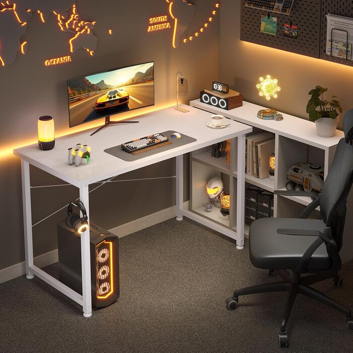 Маленький письмовий стіл, 10048 см Комп&39ютерний стіл Офісний стіл з тримачем для навушників, Маленький білий стіл для домашнього офісу, Дерев&39яний ПК-стіл, Офісний стіл для дому, Білий 10048 см