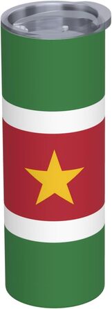 Кухоль з прямою трубочкою, дизайн Прапор Суринаму, друкований, дорожній кухоль, підходить для кемпінгу, офісу та дому, 590 мл