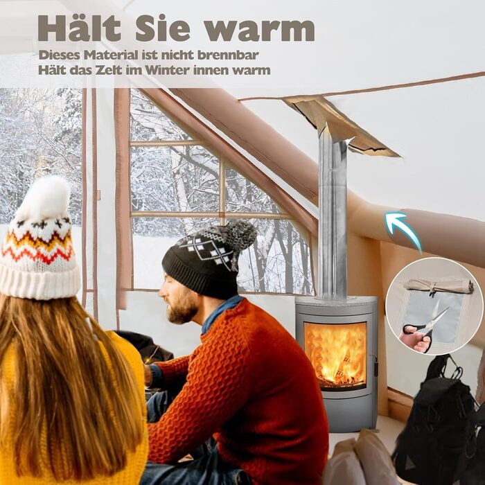 Надувний кемпінговий намет з димохідним отвором та мансардним вікном, надувний намет для 2-10 осіб з повітряним насосом, надувний намет з водонепроникної тканини Оксфорд для всіх сезонів, швидке встановлення, повітряні намети для 2-4 осіб/300 см x 210 см 