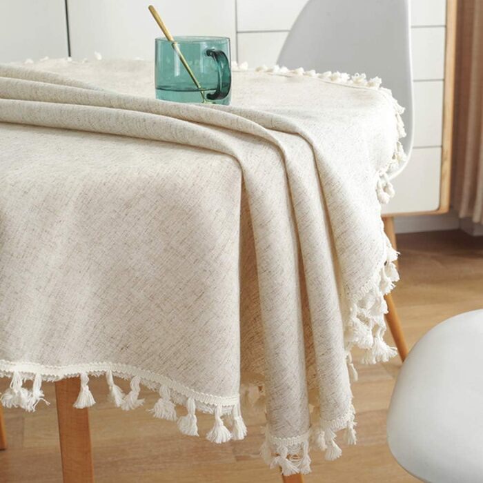 Однотонна скатертина з китицями Прямокутна скатертина з бавовняного льону Скатертина підходить для прикраси домашньої кухні, різні