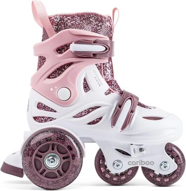 Роликові ковзани Cariboo для дітей, роликові ковзани для початківців, регульовані, 2 розміри, з навчальними колесами, блискучий дизайн, роликові ковзани для дівчаток, стиль балерини, розмір S (31-35), рожево-сливовий