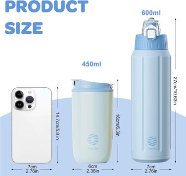 Пляшка для пиття об&39ємом 600 мл з кришкою-фільтром та запобіжним замком, герметична термос-пляшка для води, без BPA із застібкою-кришкою, для спорту, бігу, школи, фітнесу, дітей, світло-блакитний