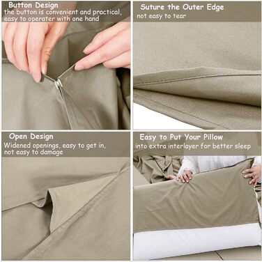 Вкладиш для спального мішка, літній спальний мішок, дорожній спальний мішок, тонкий, легкий та компактний, ідеально підходить для хостелів, гірських хатин, молодіжних хостелів, кемпінгу, активного відпочинку тощо, коричневий, розмір L (210*180 см)