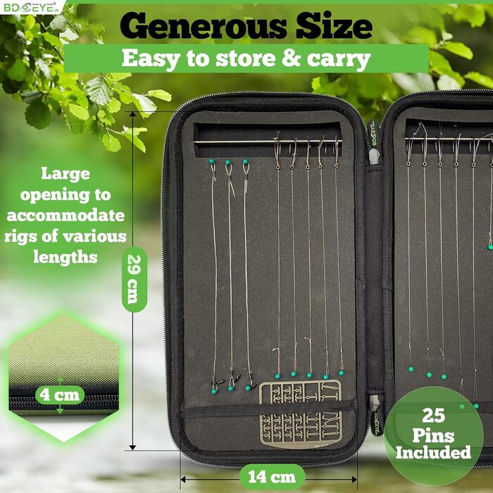 Сумка BD Eye Fishing Stiff-Rig Bag - Wallet Leader Wallet with 25 Pins - Wallet Case for Fishing Leaders, наприклад Carp Rigs