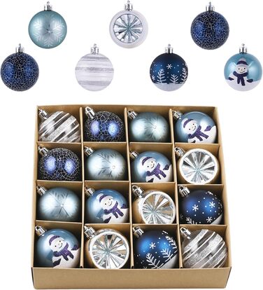 Різдвяні кульки 16 шт сріблясто-блакитний Valery Madelyn