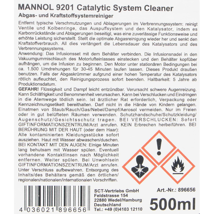 Очищувач системи каталітичного нейтралізатора Очищувач вихлопних газів MANNOL 9201 2 x 500 мл