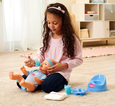 Повна вінілова лялька зі сплячими очима, функцією пиття та вологості та аксесуарами, 8 частин, 43 см, Baby Doll, від 3 років, 1050