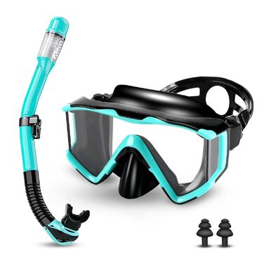 Набір для дорослого підводного плавання, маска для дайвінгу для дорослих із сухим підводним плаванням, водонепроникна маска для дайвінгу, захист від запотівання, захист від протікання, із загартованою скляною лінзою, набори для підводного плавання та дайв