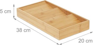 Шухляда для спецій Relaxdays, бамбук, ВxШxГ 5 x 20 x 38 см, 3 яруси, шухляда-вставка для спецій, тримач для спецій, натуральний колір 1