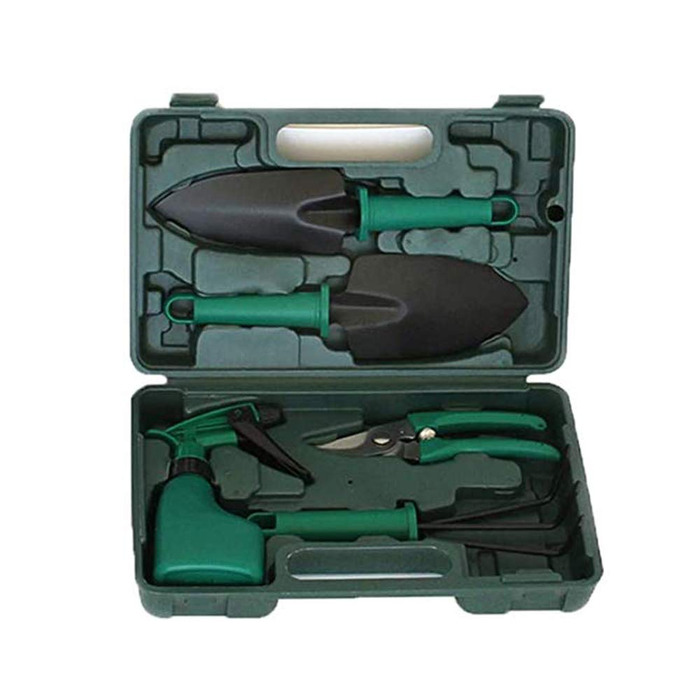 Набір садових інструментів Ulalaza (5 шт.) для догляду за рослинами механічний комплект з інструментами для обрізки, у зручній сумці (зелений чорний)