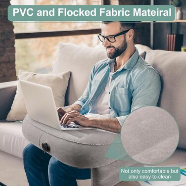Надувна подушка для читання Wakects, подушка для колін з ПВХ, велика ігрова подушка для колін, м&39яка подушка для підлокітника ноутбука з флокованою поверхнею та 3 надувними отворами