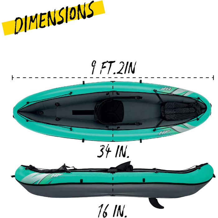 Комплект каяка Hydroforce Ventura, надувний човен з ручним насосом, веслом та сумкою для зберігання, одномісний каяк кількох стилів 2023 року