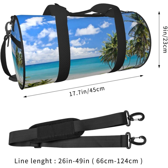 Спортивна сумка / Дорожня сумка, біла, з пляжним принтом, сумка на нічліг, чорна, універсальний розмір, сумка для подорожей