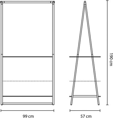 Вішалка для одягу Linn - Дві полиці з регульованою висотою - Вішалка для одягу - Вішалка для одягу - Розвішування, провітрювання або сушіння одягу - Економія місця - Стабільна та стабільна - Біла - Велика