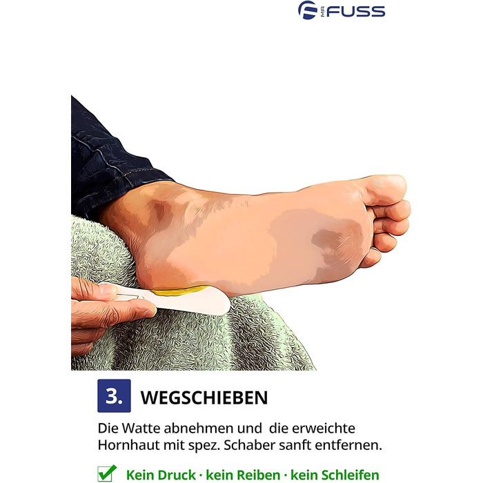 Засіб для дбайливого видалення мозолів Mr. Fuss Швидко розм'якшувальний лосьйон 250 мл 4 в упаковці Plus Pack. Педикюрний набір для догляду за ногами без шліфування з миттєвим ефектом.