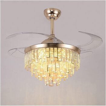 Тихий вентиляторний світильник Висувна кришталева люстра стельовий вентилятор Висувні стельові вентилятори з підсвічуванням Пульт