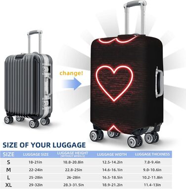Чохол для валізи Червоне серце BAFAFA, захисний еластичний чохол від подряпин та пилу, чорний, розмір 85