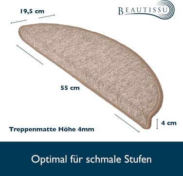 Килимки для сходів Beautissu 55x15 см - 15 шт. вузькі килимки для сходів самоклеючі килимки для сходів в приміщенні килимок для сх