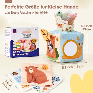 Місяців Tisuse Box Toy Montessori Toys Baby 6-12 Сенсорний животик Час Контрастні іграшки для немовлят Подарунки, 6