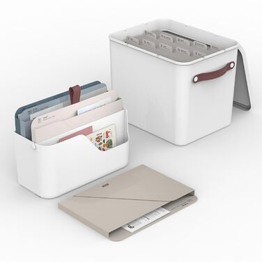 Набір Rotho MYPAPER для архівування документів MY PAPER Plus, набір, що складається з органайзера для документів та системи для архівування з роздільниками, пластик, білий з синіми папками Білий/Синій