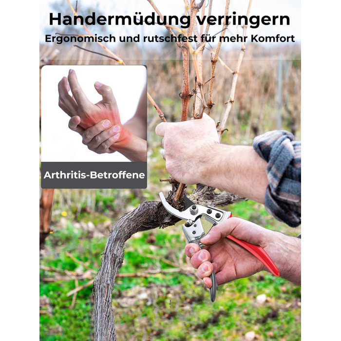 Професійні садові ножиці для жінок у 6 разів гостріші, японська вуглецева сталь SK5, обхідне лезо, діаметр різу 25 мм, для сухої, свіжої деревини, професійні ножиці для троянд, легкі ножиці для рослин для жінок